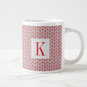 ROTE GRAUE STRICKWAREN Große weiße Tasse + Anfangs