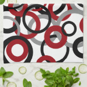 Rote, graue und schwarze Kreise Geschirrtuch (Gefaltet)