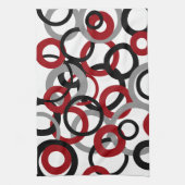 Rote, graue und schwarze Kreise Geschirrtuch (Vertikal)