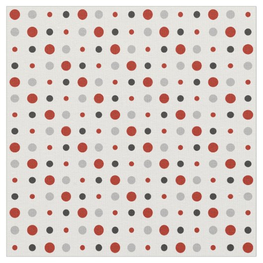 Rote, graue und weiße Polka-Punkte Stoff (Nahaufnahme)