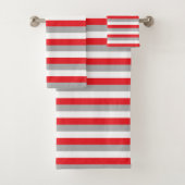 Rote, graue und weiße Streifen Badhandtuch Set (Insitu)