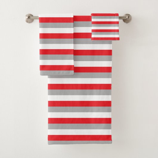Rote, graue und weiße Streifen Badhandtuch Set (Insitu)