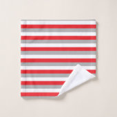 Rote, graue und weiße Streifen Badhandtuch Set (Waschlappen)