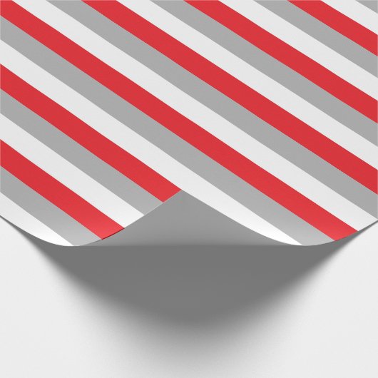 Rote, graue und weiße Streifen Geschenkpapier (Ecke)