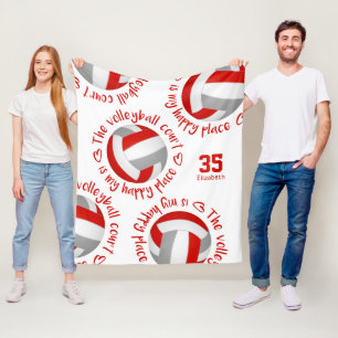 rote graue Volleyballfeld glücklicher Ort Typograf Fleecedecke
