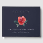 ROTE GREEN-ROSE-FLORALBABYDUSCHE GÄSTEBUCH (Vorderseite)