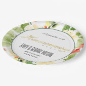 ROTE GREEN WATERCOLOR FLORAL GOLD HOUSEWARMING PAPPTELLER (Schrägansicht)