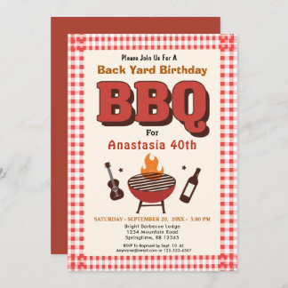 Rote GRILLEN Barbecue Country Western BackYard Geb Einladung
