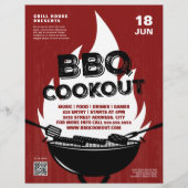 Rote GRILLEN Cookout Feuer Flammenkochen Grillvera Flyer (Vorne)
