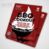 Rote GRILLEN Cookout Feuer Flammenkochen Grillvera Flyer