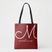 Rote große Tote-Tasche mit Namen und Initiale Tasche (Vorderseite)