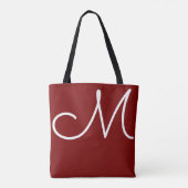 Rote große Tote-Tasche mit Namen und Initiale Tasche (Rückseite)