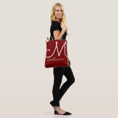 Rote große Tote-Tasche mit Namen und Initiale Tasche (Am Model)
