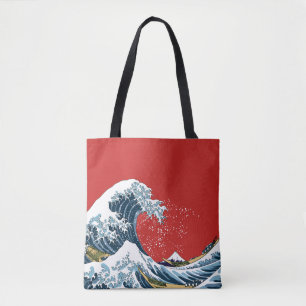 Rote große Welle weg von modernem Pop Kanagawa Tasche