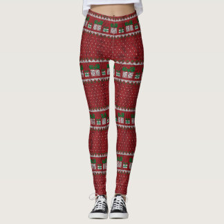 Rote grün gestreifte Weihnachtsleggings für Frauen Leggings