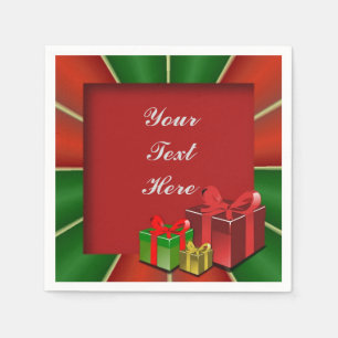 Rote Grün-und GoldWeihnachtsgeschenk-Servietten Serviette