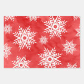 Rote, grüne Abstrakte Wasserfarben Schneeflocken Geschenkpapier Set (Vorderseite)