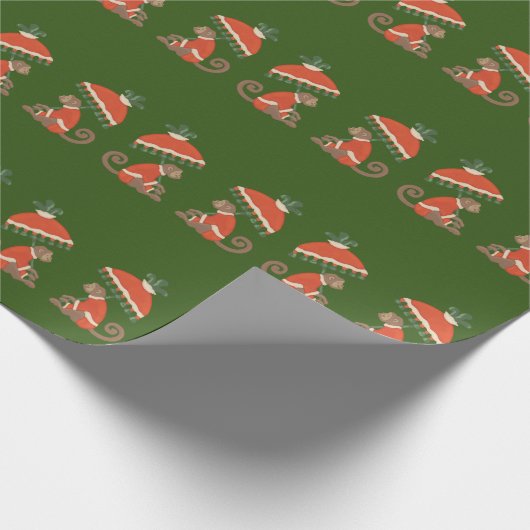 Rote grüne Affen mit Grün Geschenkpapier (Ecke)