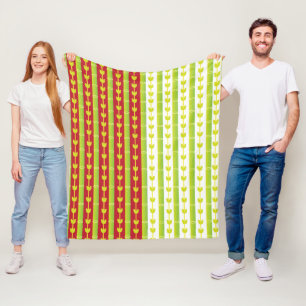 Rote Grüne Bambusblätter Fleecedecke