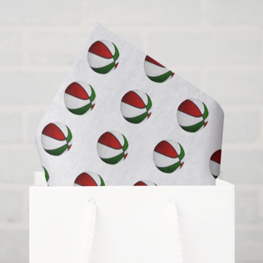 rote grüne Basketbälle Muster Seidenpapier (Geschenktüte)