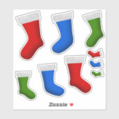 Rote, grüne, blaue Weihnachtsferien-Strümpfe Aufkleber (Blatt)