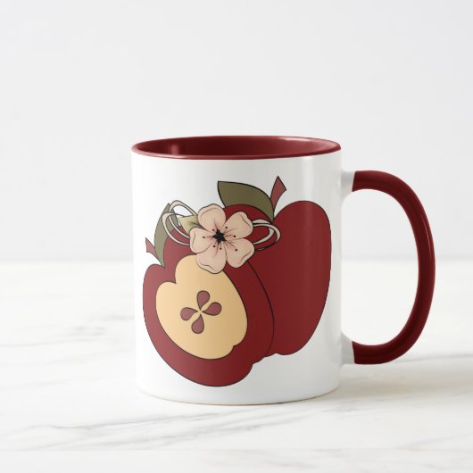 Rote grüne Checkered Land-Apfel-Wecker-Tasse Tasse (Rechts)