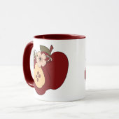 Rote grüne Checkered Land-Apfel-Wecker-Tasse Tasse (Vorderseite Links)