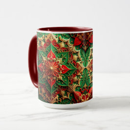 Rote Grüne Dekorative Feiertags-Tasse Tasse