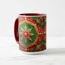 Rote Grüne Dekorative Feiertags-Tasse