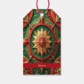Rote Grüne Dekorative Weihnachtsgeschenk-Etikette Geschenkanhänger (Rückseite)