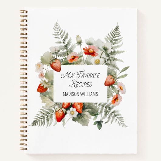 Rote Grüne Erdbeere Blume Blätter Rezept Buch (Vorderseite)