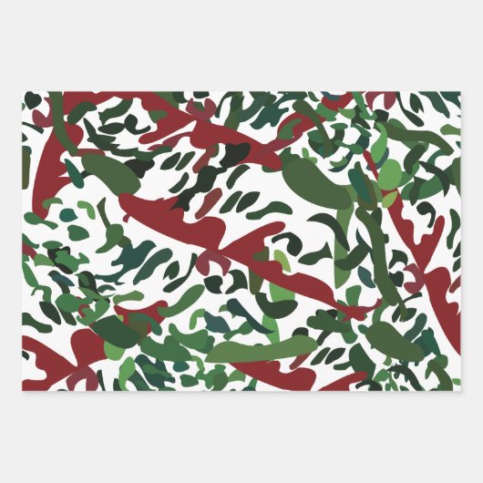 Rote Grüne Flora Botanisch Geschenkpapier Set (Vorderseite 2)