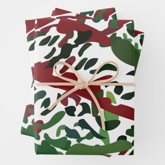 Rote Grüne Flora Botanisch Geschenkpapier Set (Beispiel)