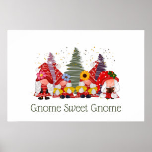 Rote grüne Gnome Elfengnom Süßer Gnom Poster