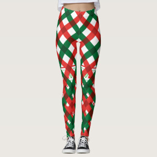 Rote grüne Karo-Weihnachtsleggings für Frauen Leggings