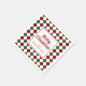 Rote grüne Karos frohe Weihnachten Serviette (Ecke)