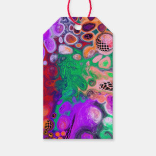 Rote, grüne, Lila, farbenfrohe digitale Fluid Art Geschenkanhänger