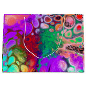 Rote, grüne, Lila, farbenfrohe digitale Fluid Art Große Geschenktüte (Vorderseite)