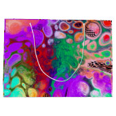 Rote, grüne, Lila, farbenfrohe digitale Fluid Art Große Geschenktüte (Rückseite)