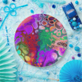 Rote, grüne, Lila, farbenfrohe digitale Fluid Art Pappteller (Party)