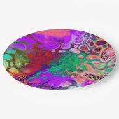 Rote, grüne, Lila, farbenfrohe digitale Fluid Art Pappteller (Schrägansicht)