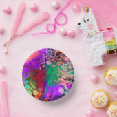 Rote, grüne, Lila, farbenfrohe digitale Fluid Art Pappteller (Party)