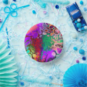 Rote, grüne, Lila, farbenfrohe digitale Fluid Art Pappteller (Party)