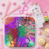 Rote, grüne, Lila, farbenfrohe digitale Fluid Art Pappteller (Party)