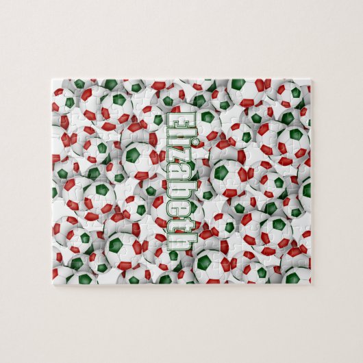 Rote grüne Mannschaft Farben Jungs Fußball Puzzle (Horizontal)