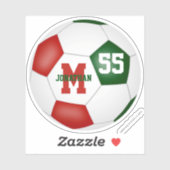 Rote Grüne Mannschaft Farben Jungs Mädchen Fußball Aufkleber (Blatt)