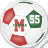 Rote Grüne Mannschaft Farben Jungs Mädchen Fußball Aufkleber (Vorderseite)