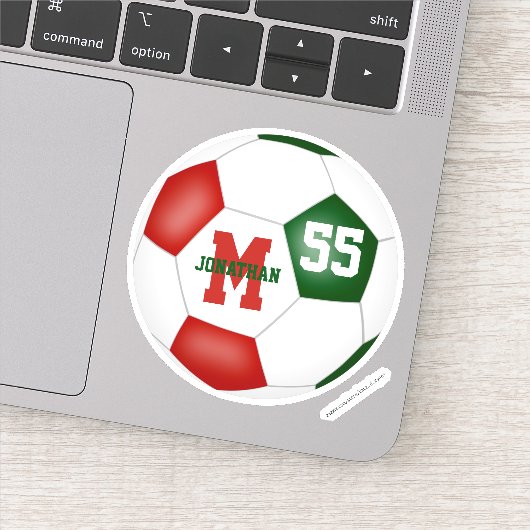 Rote Grüne Mannschaft Farben Jungs Mädchen Fußball Aufkleber (Detail)