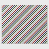 Rote Grüne Marine Grau und Weiß Streifen Geschenkpapier (Flach)