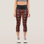 Rote grüne Masquerade Venezianisch Capri Leggings (Vorderseite)
